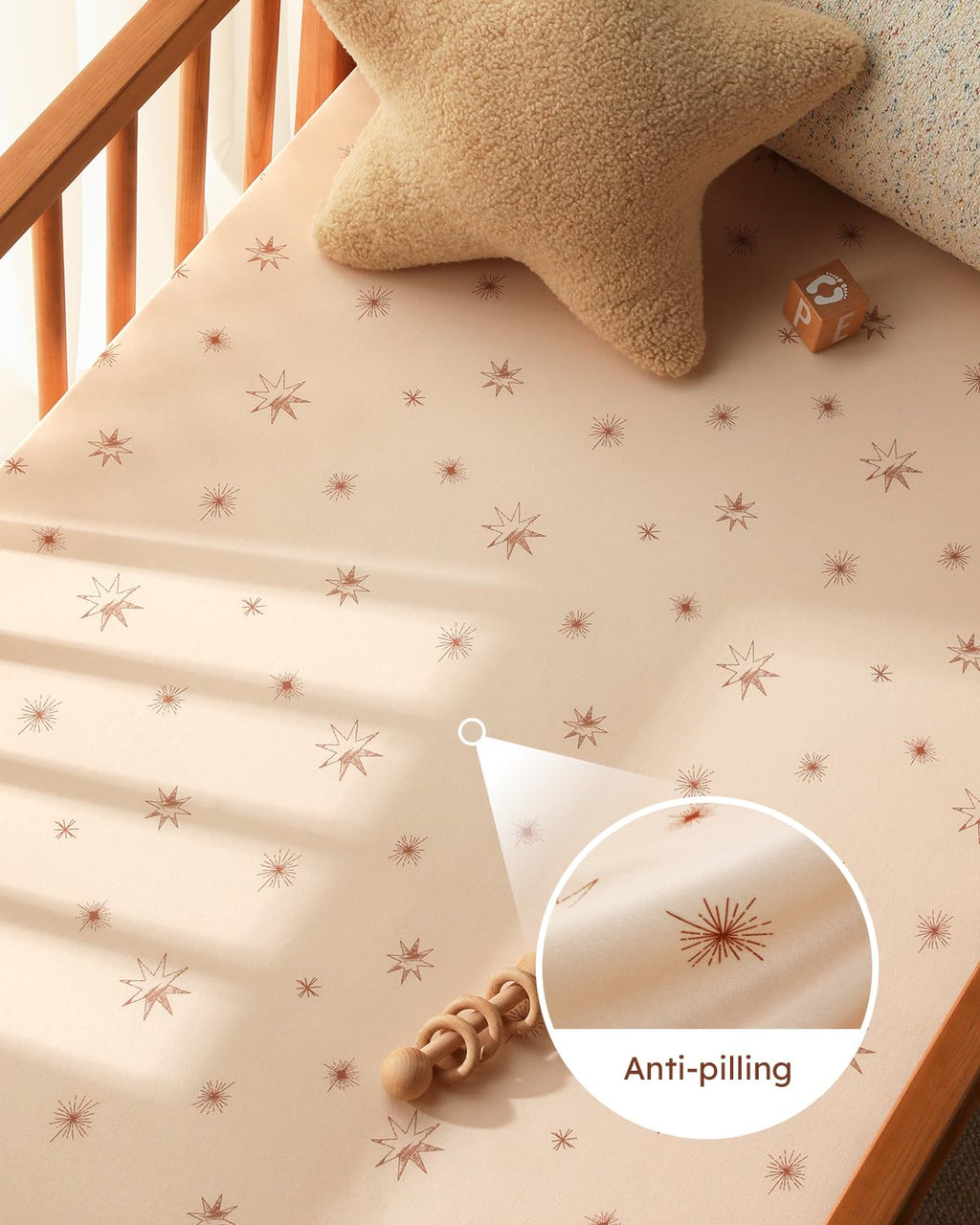28x52x8in Fitted Crib Sheet 3 Pack Microfiber White Brown L10185