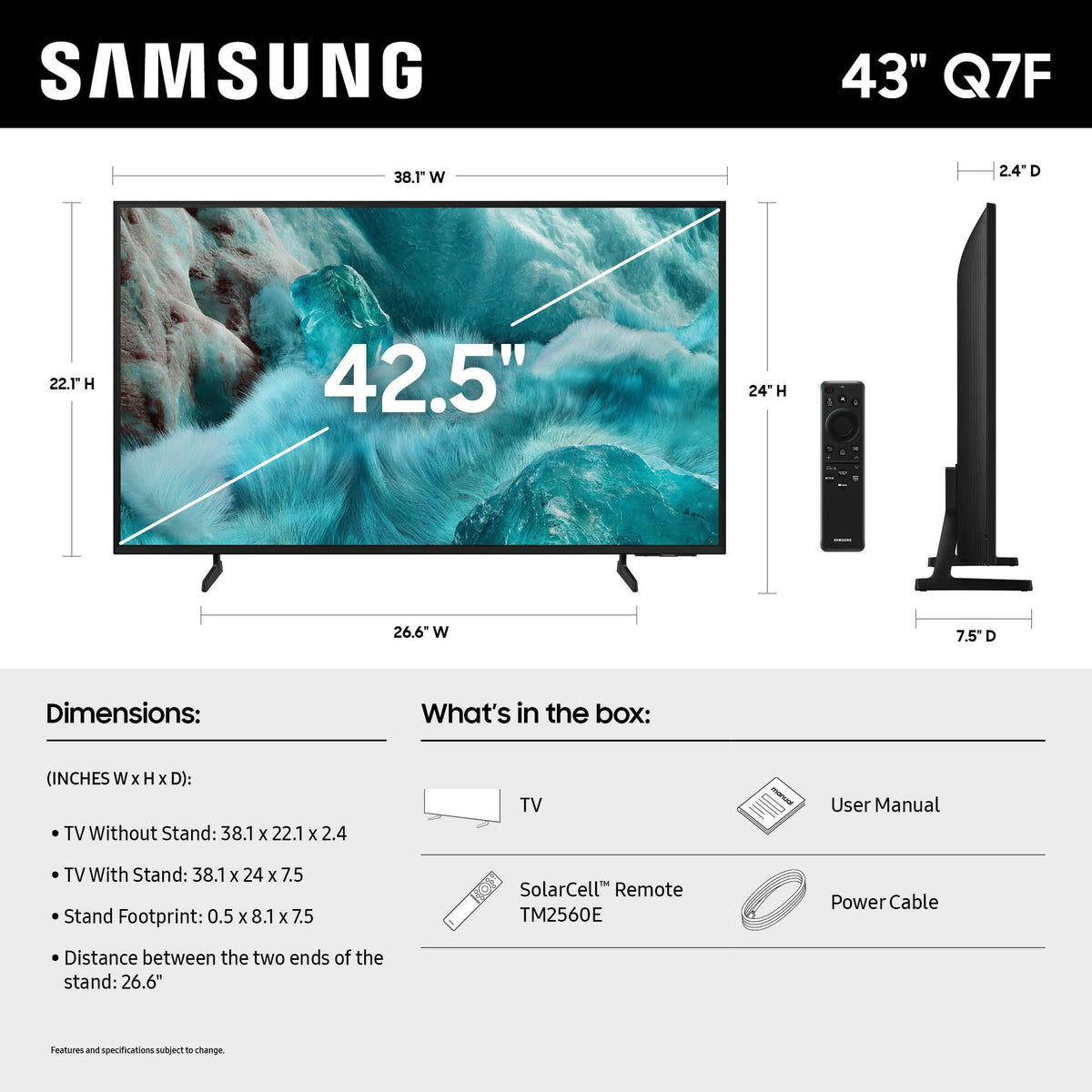 43 Inch QLED 4K Smart TV with 2.0 Channel Photo Frame Speaker I710166