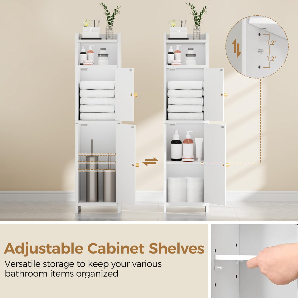 Small 2 Doors Narrow Bathroom Storage Cabinet N3121