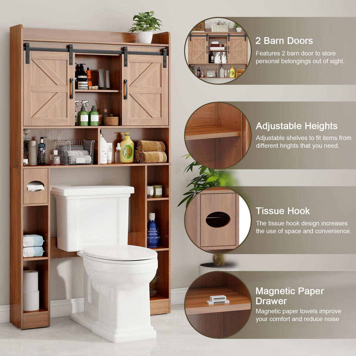 Over The Toilet Cabinet with Sliding Doors A42874
