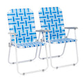 Set of 2 Blue Webbed Folding Lawn Chair Y885456
