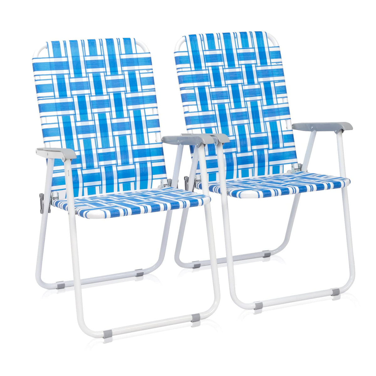 Set of 2 Blue Webbed Folding Lawn Chair Y885456