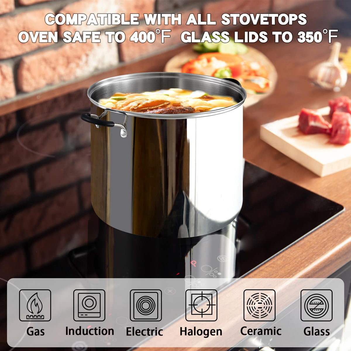 12-Quart Stainless Steel Stock Pot with Lid P552919