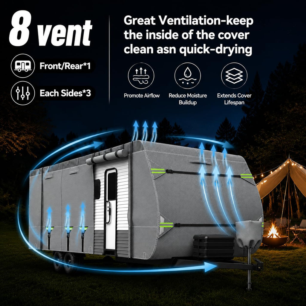 8 Layers 27'-30' Windproof Waterproof Rip-Stop RV Cover I8376