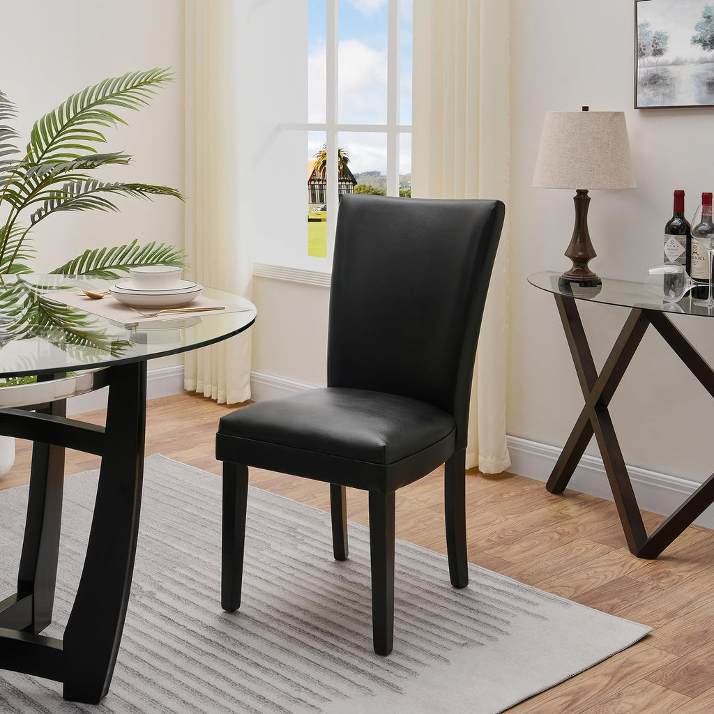 Set of 2 Black Faux Leather Dining Chairs F43400