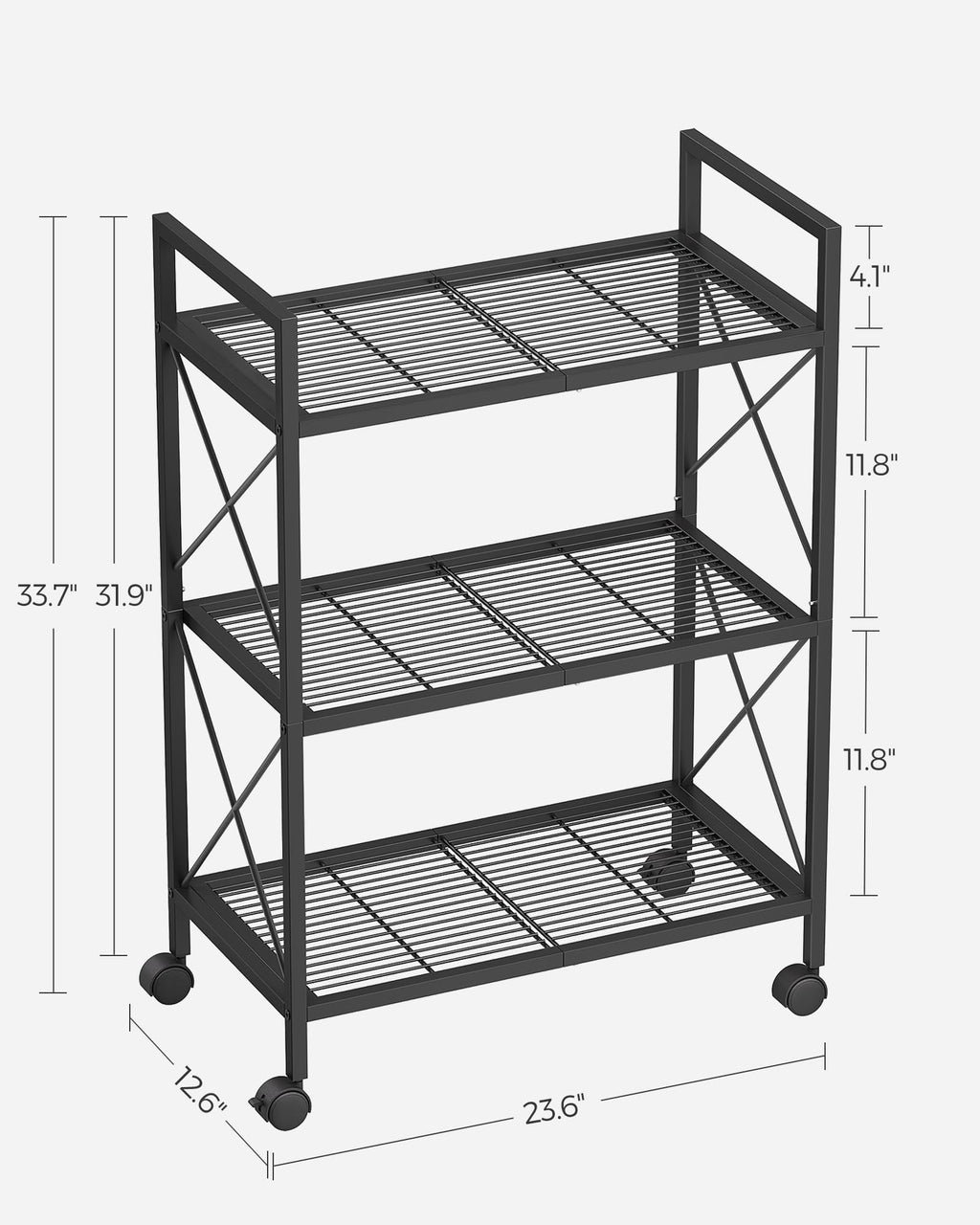 3-Tier Steel Storage Rack with Wheels P616