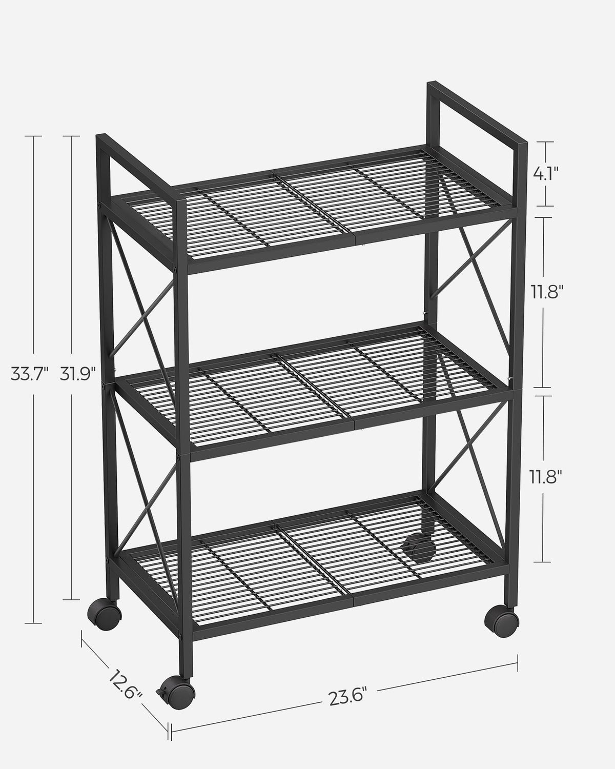 3-Tier Steel Storage Rack with Wheels P616
