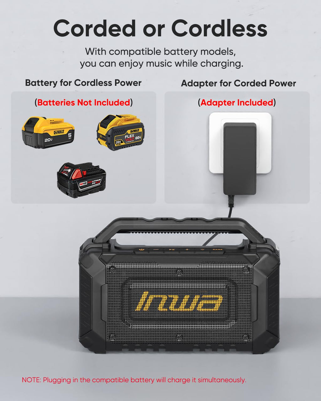60W Portable Bluetooth Jobsite Speaker with RGB Lights V92661