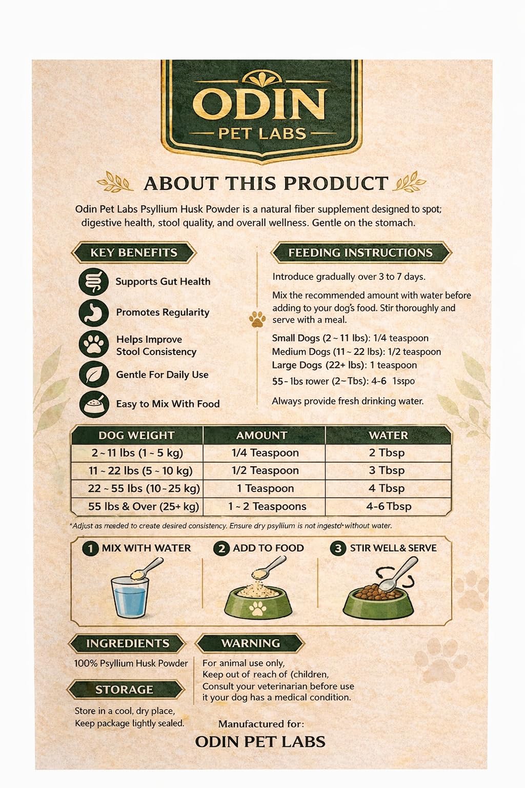 Psyllium Husk Powder for Dogs 9 oz B9435
