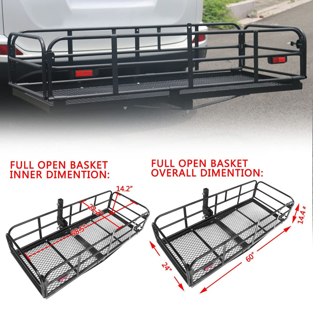 Heavy Duty Folding Hitch Mount Cargo Carrier 60" x 24" x 14.4" I908