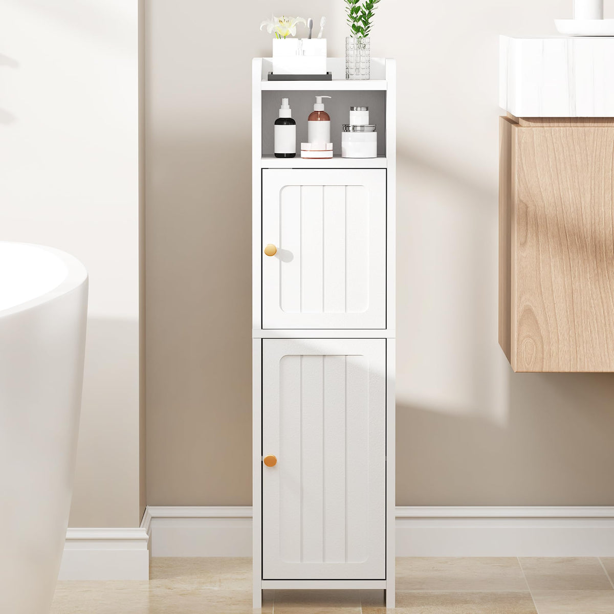 Small 2 Doors Narrow Bathroom Storage Cabinet N3121