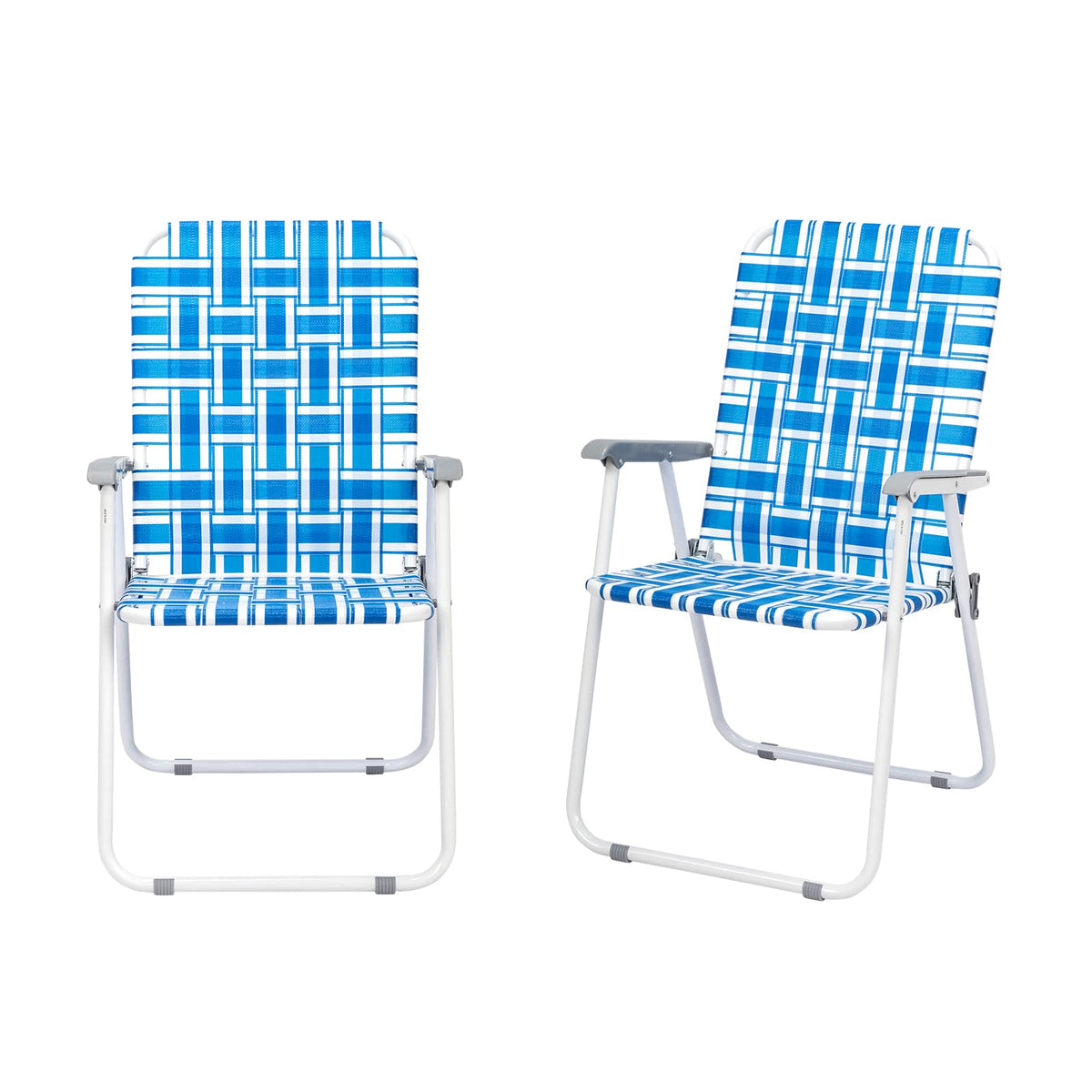 Set of 2 Blue Webbed Folding Lawn Chair Y885456