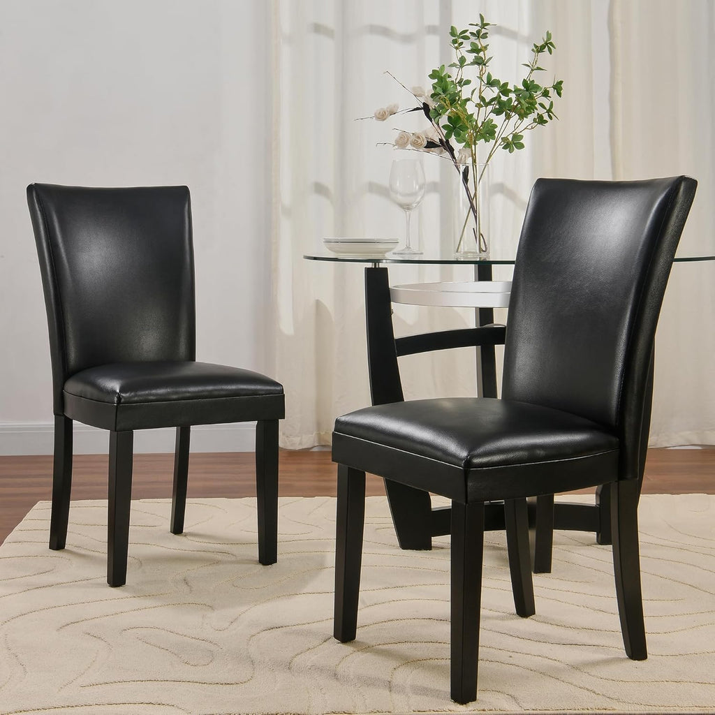 Set of 2 Black Faux Leather Dining Chairs F43400