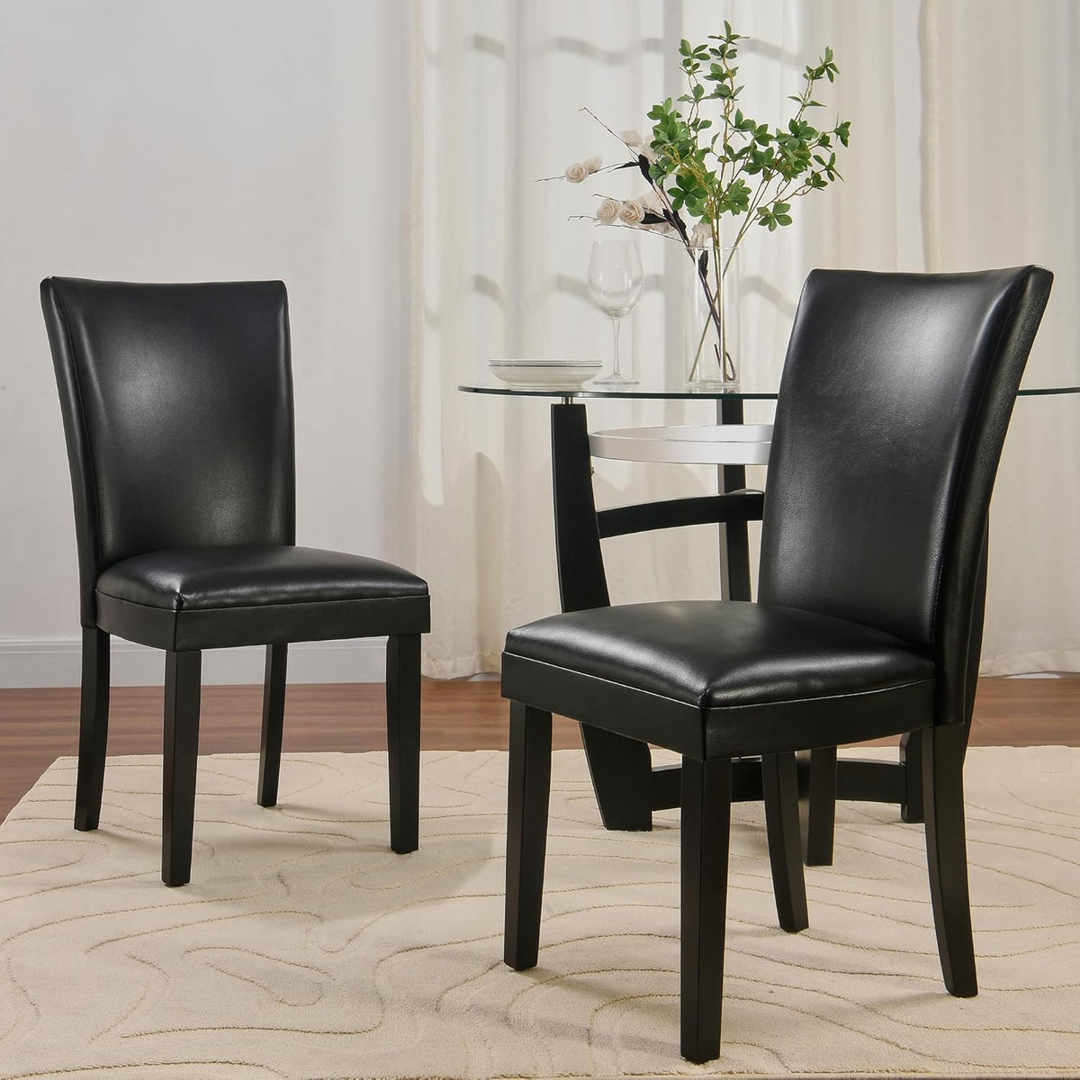 Set of 2 Black Faux Leather Dining Chairs F43400