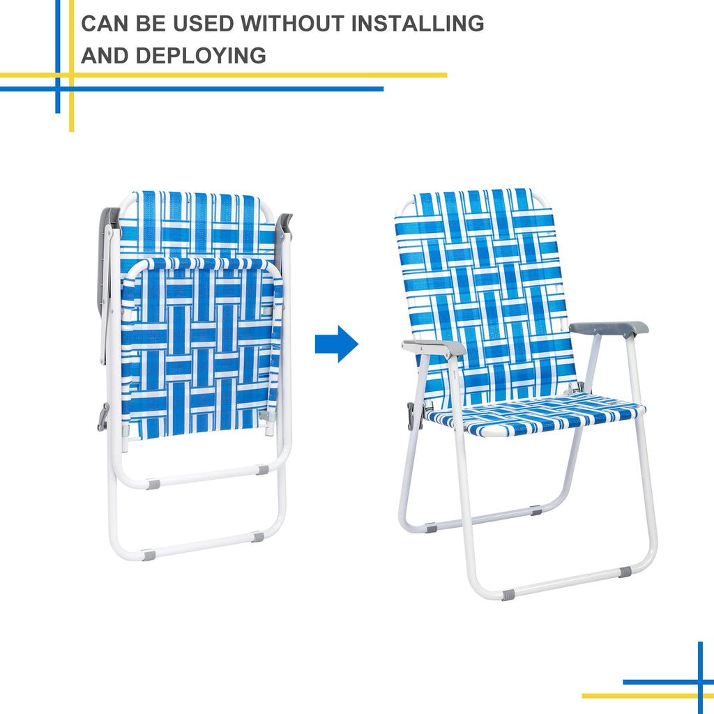 Set of 2 Blue Webbed Folding Lawn Chair Y885456
