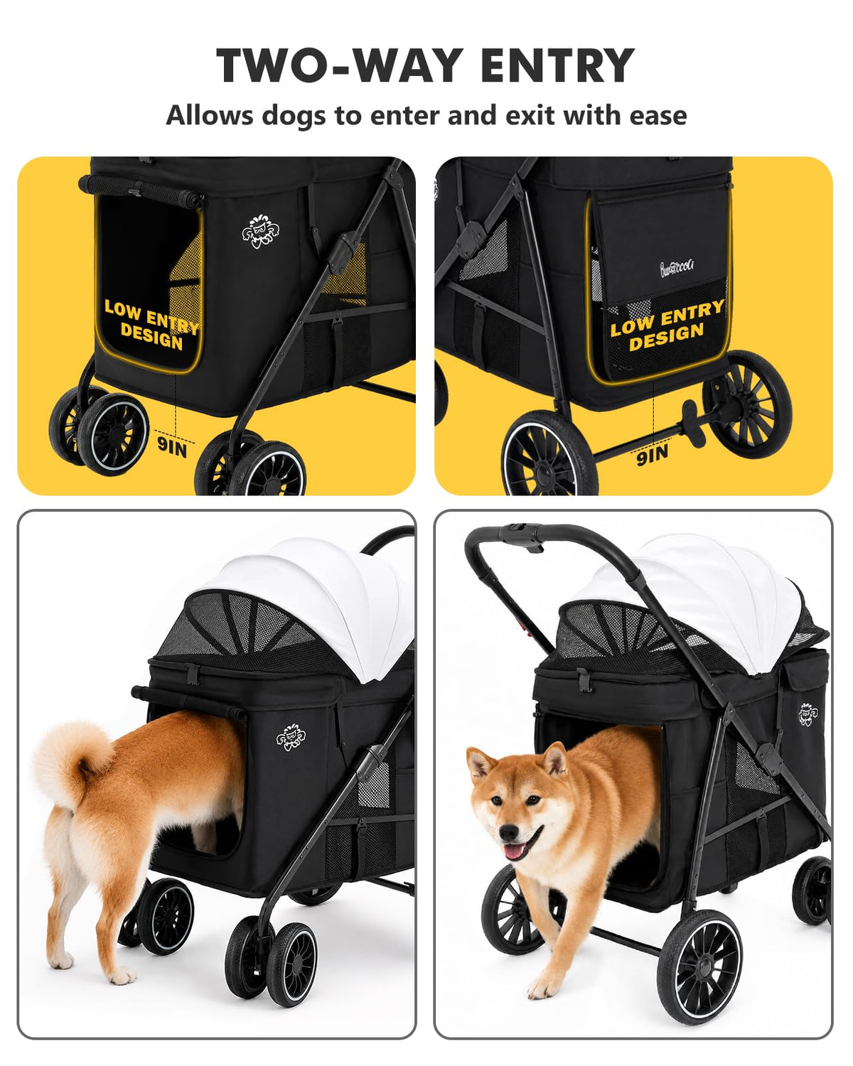 Black Foldable Dog Stroller Y42739