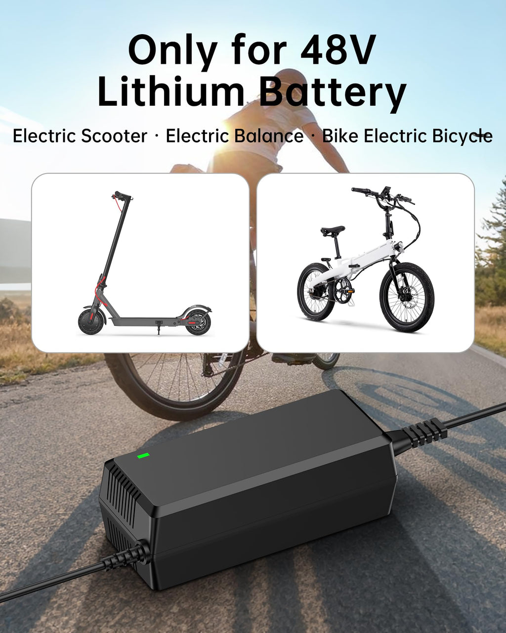 54.6V 2A Electric Scooter Charger 5 Connectors 8.2ft H2295