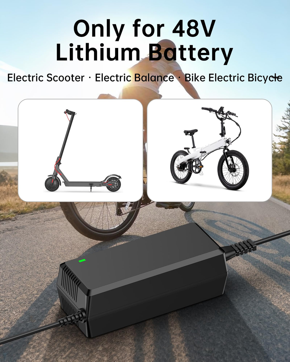 54.6V 2A Electric Scooter Charger 5 Connectors 8.2ft H2295