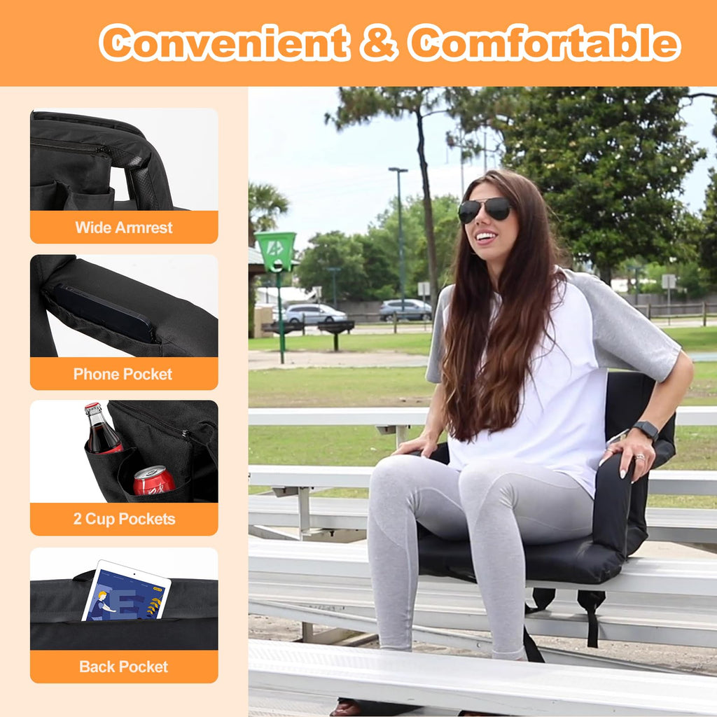 Folding Stadium Seat with Back Support and Armrests R33933