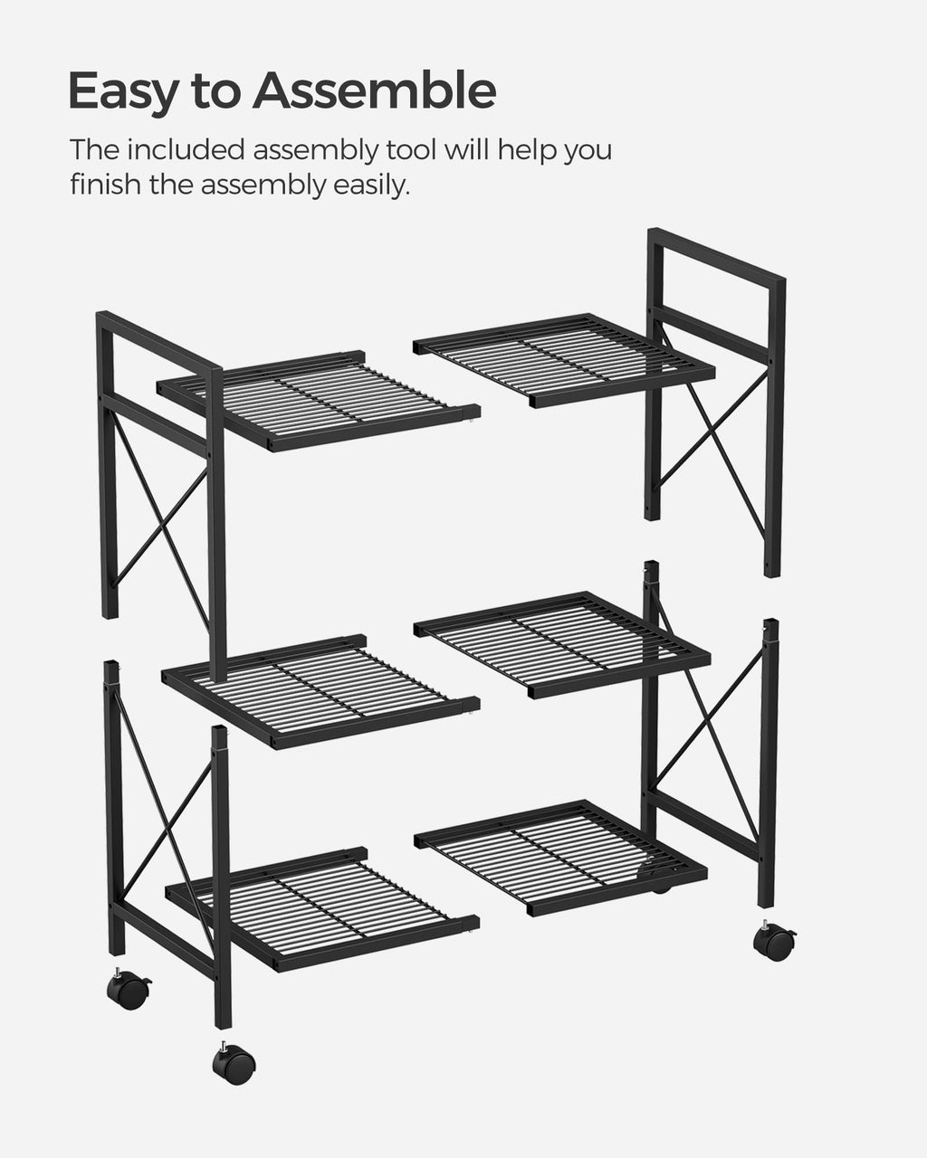 3-Tier Steel Storage Rack with Wheels P616