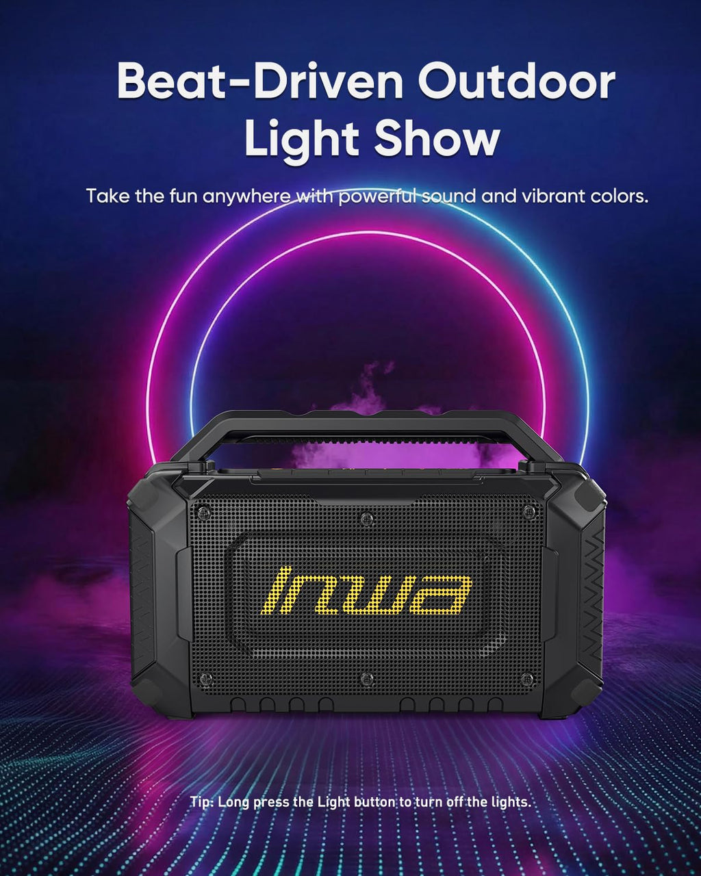 60W Portable Bluetooth Jobsite Speaker with RGB Lights V92661