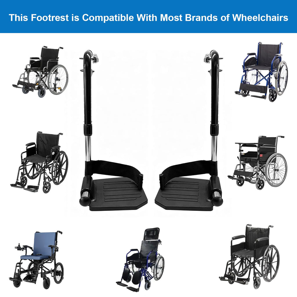 Black Wheelchair Footrest Replacement with Heel Loop F66220