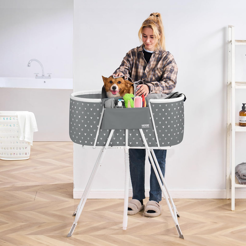 Portable Foldable Dog Bathtub with Drain H8452