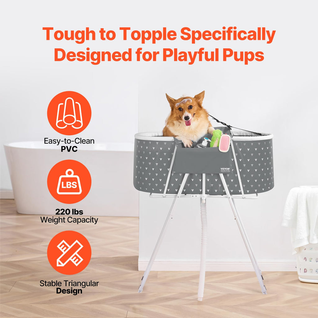 Portable Foldable Dog Bathtub with Drain H8452