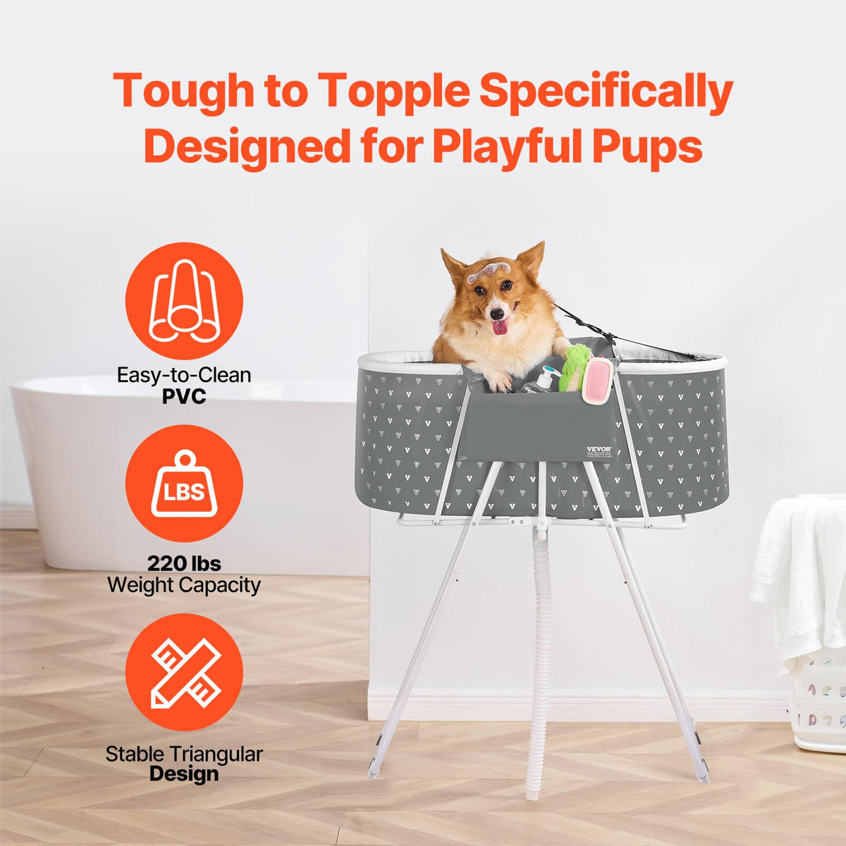 Portable Foldable Dog Bathtub with Drain H8452