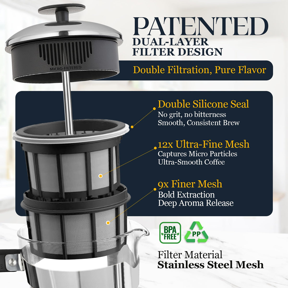32oz Stainless Steel French Press Coffee Maker G448196