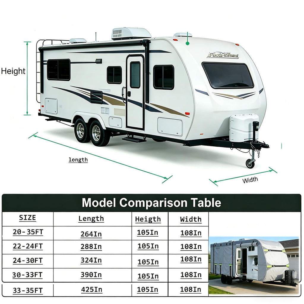 8 Layers 27'-30' Windproof Waterproof Rip-Stop RV Cover I8376