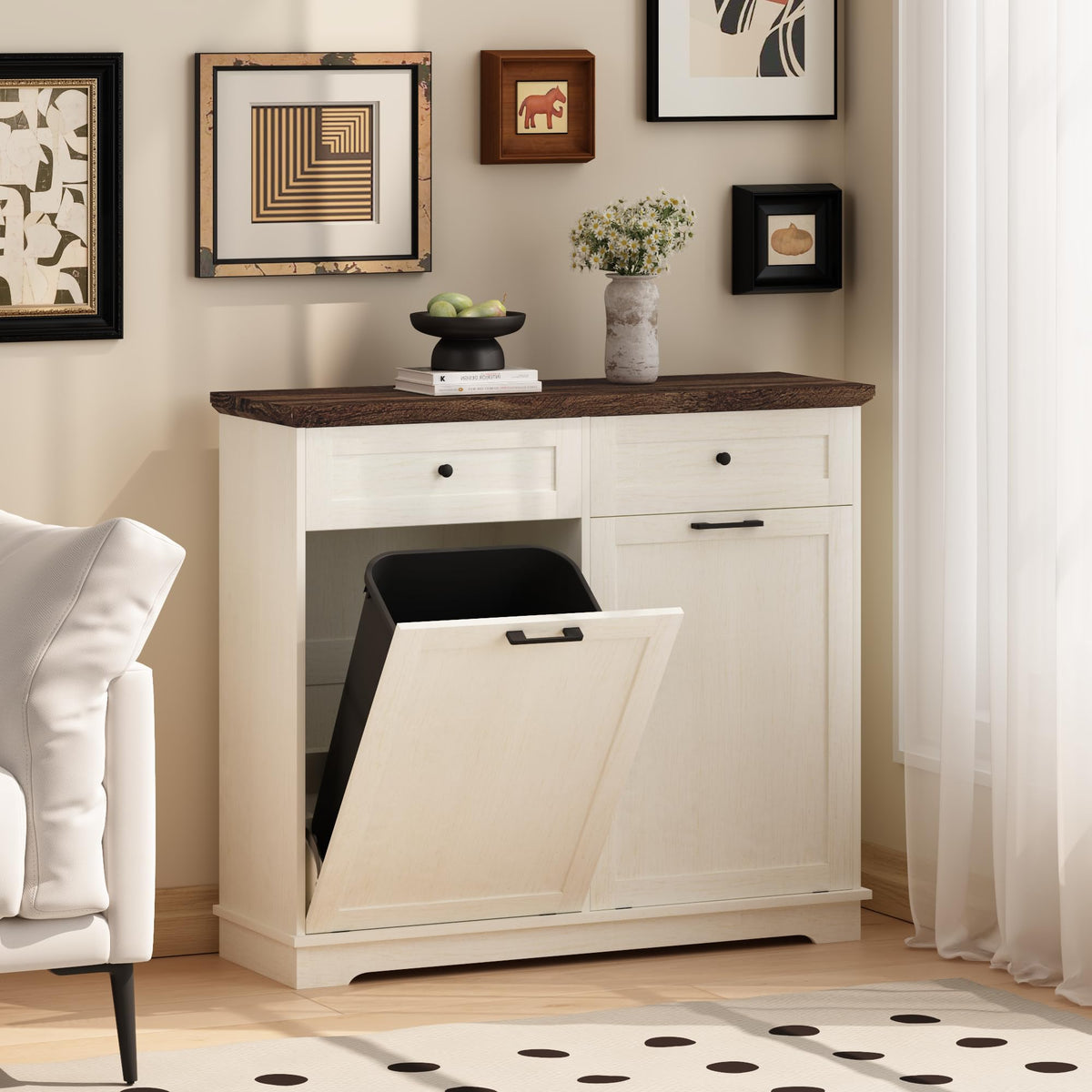 20 Gallon Wood Trash Can Cabinet Z995
