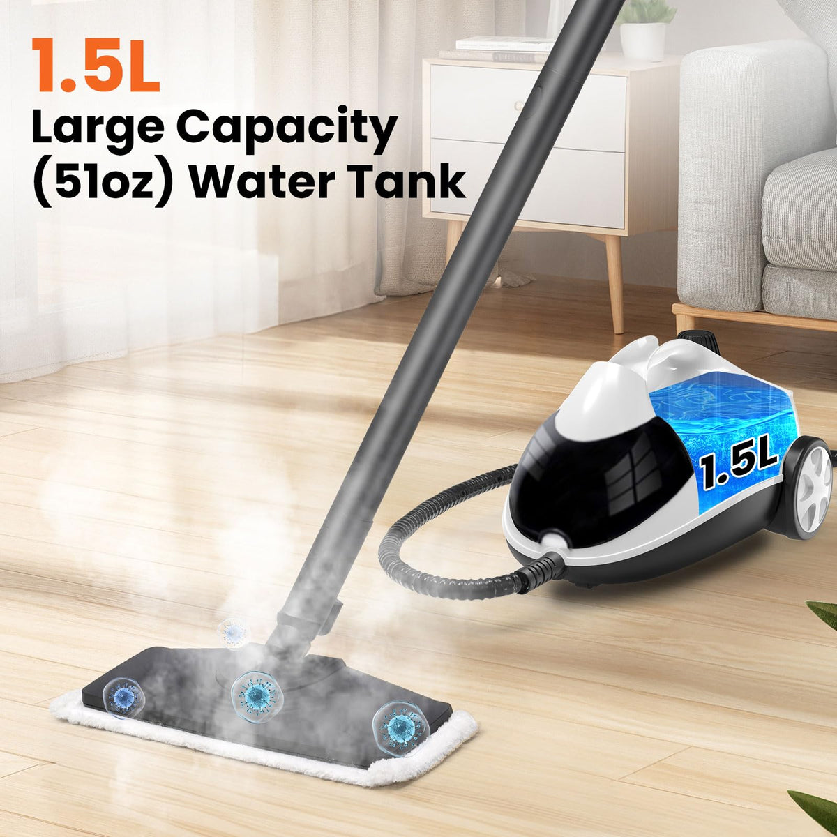 1.5L 6-in-1 Steam Cleaner with 8 Accessories O92748