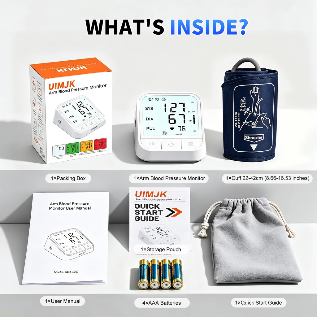 Upper Arm Blood Pressure Monitor, Automatic Digital with Voice Broadcast & Irregular Heartbeat Detection, Backlit LED Display, Adjustable Cuff 8.66-16.5'', 2x99 Memory & Guest Mode, AAA & Type-C O711