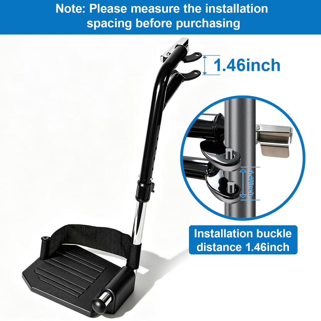 Black Wheelchair Footrest Replacement with Heel Loop F66220