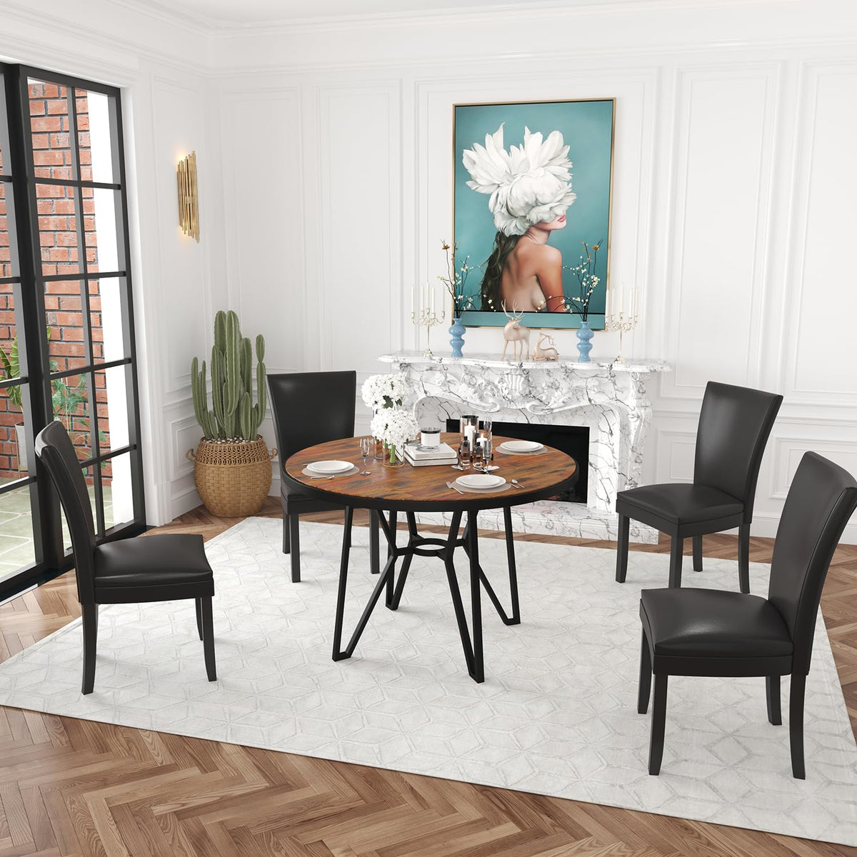 Set of 2 Black Faux Leather Dining Chairs F43400