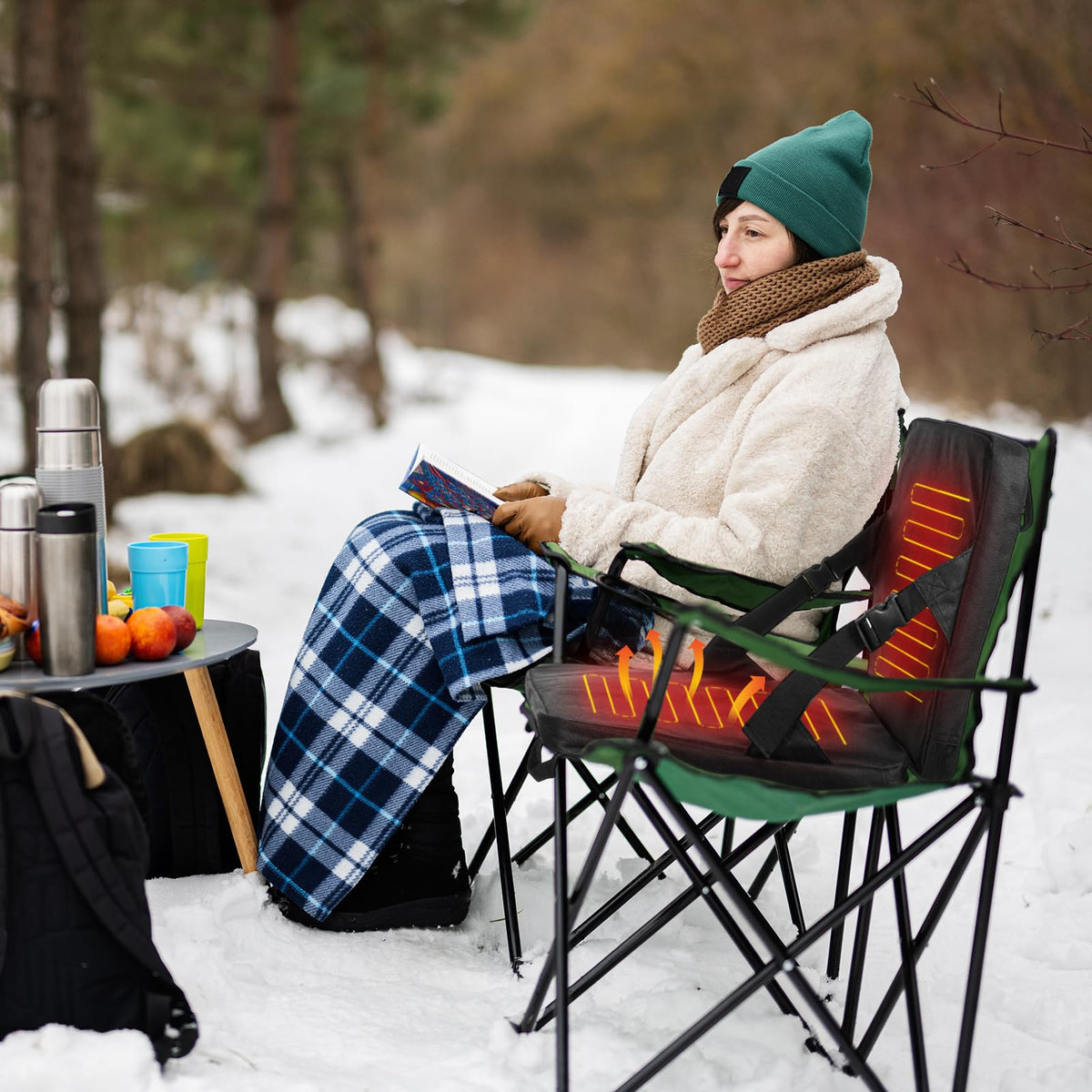 2 Pcs Portable Foldable Heated Seat Cushion USB Powered 3 Mode Adjustable Pad with Pocket B569213