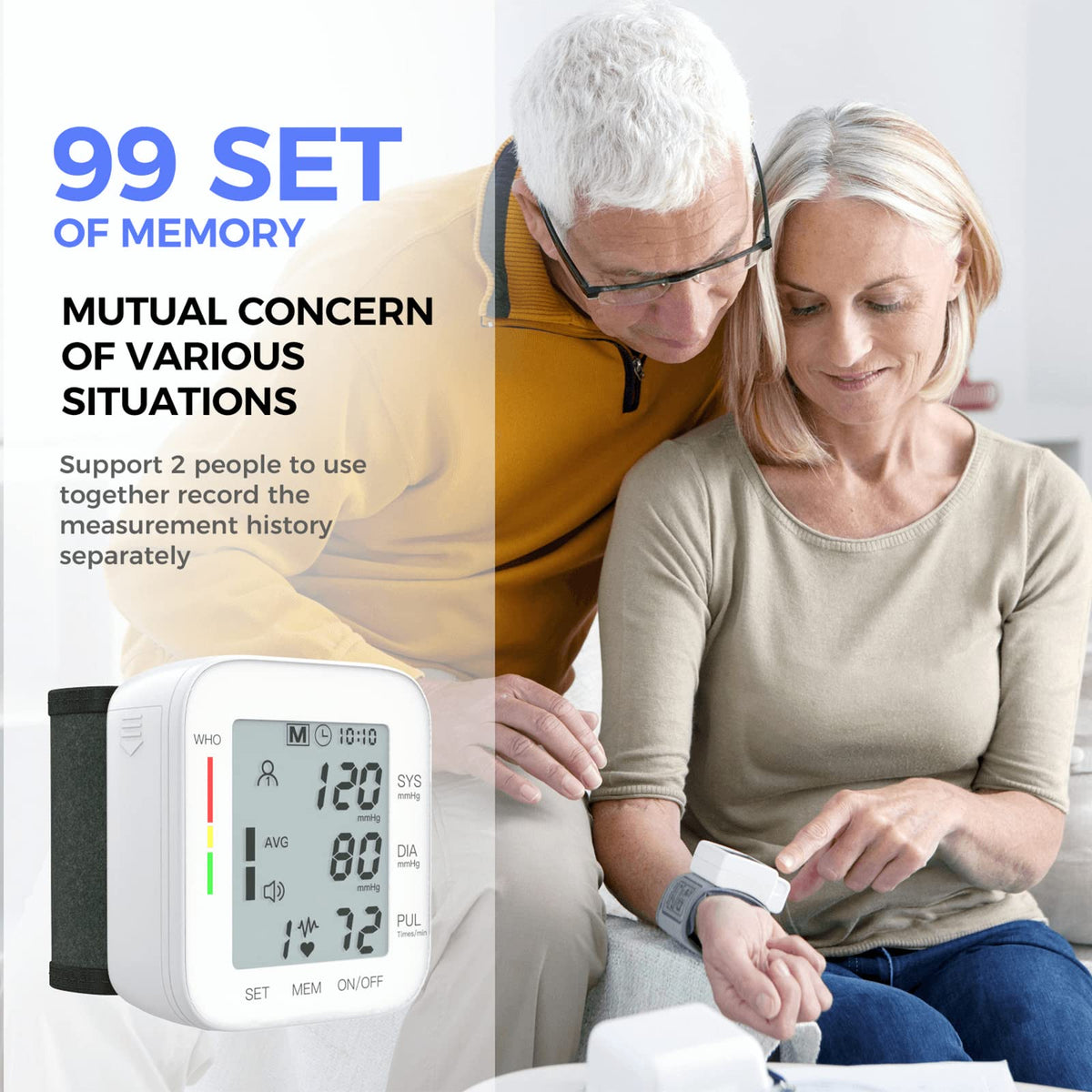 White Wrist Blood Pressure Monitor with Carrying Case V266