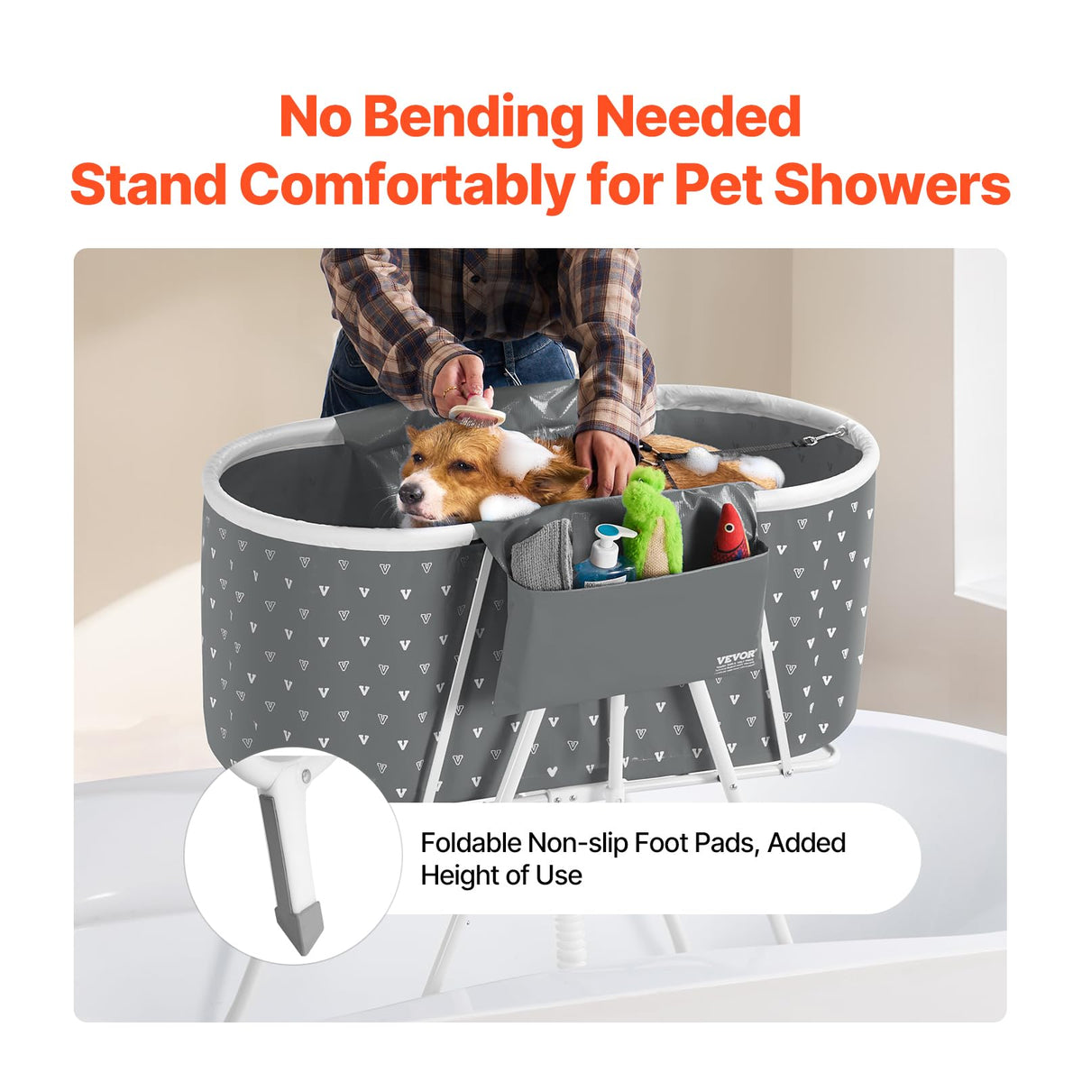 Portable Foldable Dog Bathtub with Drain H8452