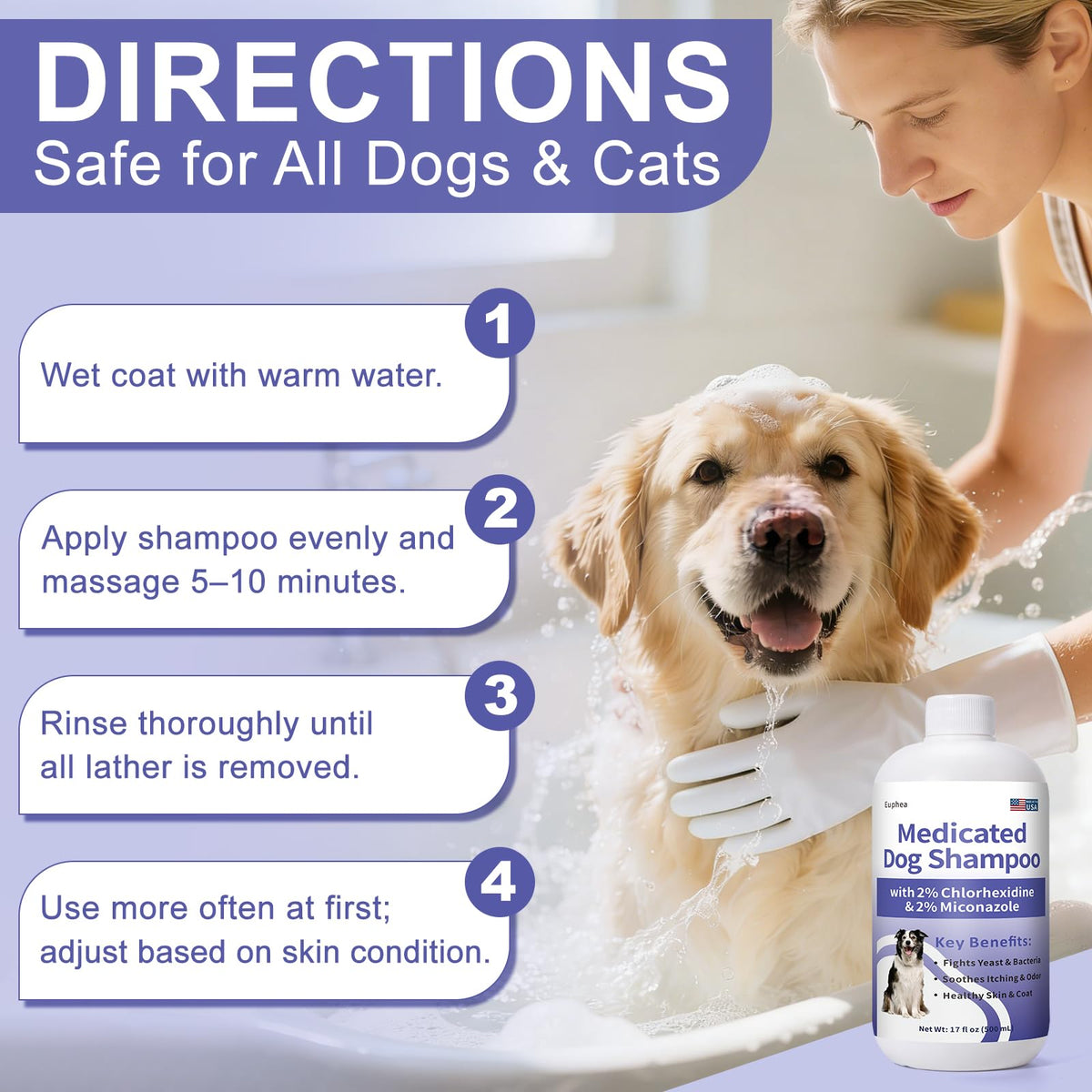 Medicated Dog Shampoo with 2% Miconazole & 2% Chlorhexidine 17 oz P510