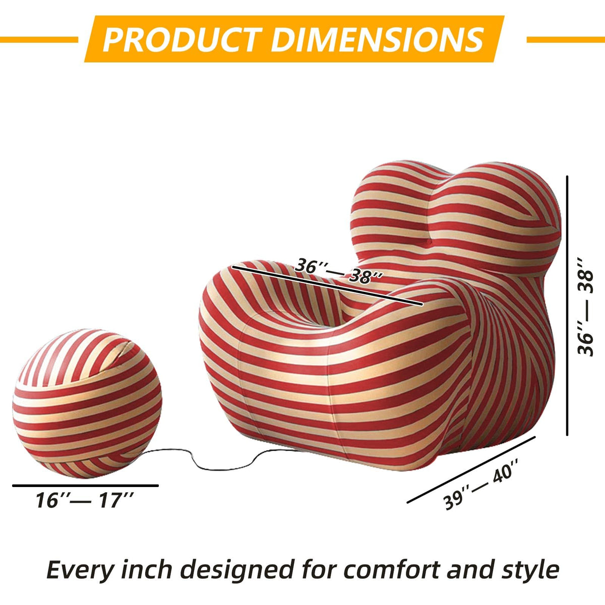 Memory Foam Bean Bag Chair with Filler Included D898