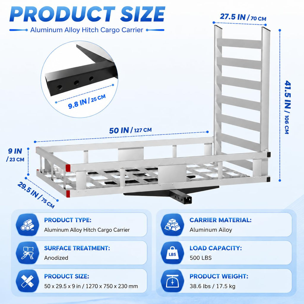 50x29.5x9 Inch Aluminum Hitch Cargo Carrier B3131
