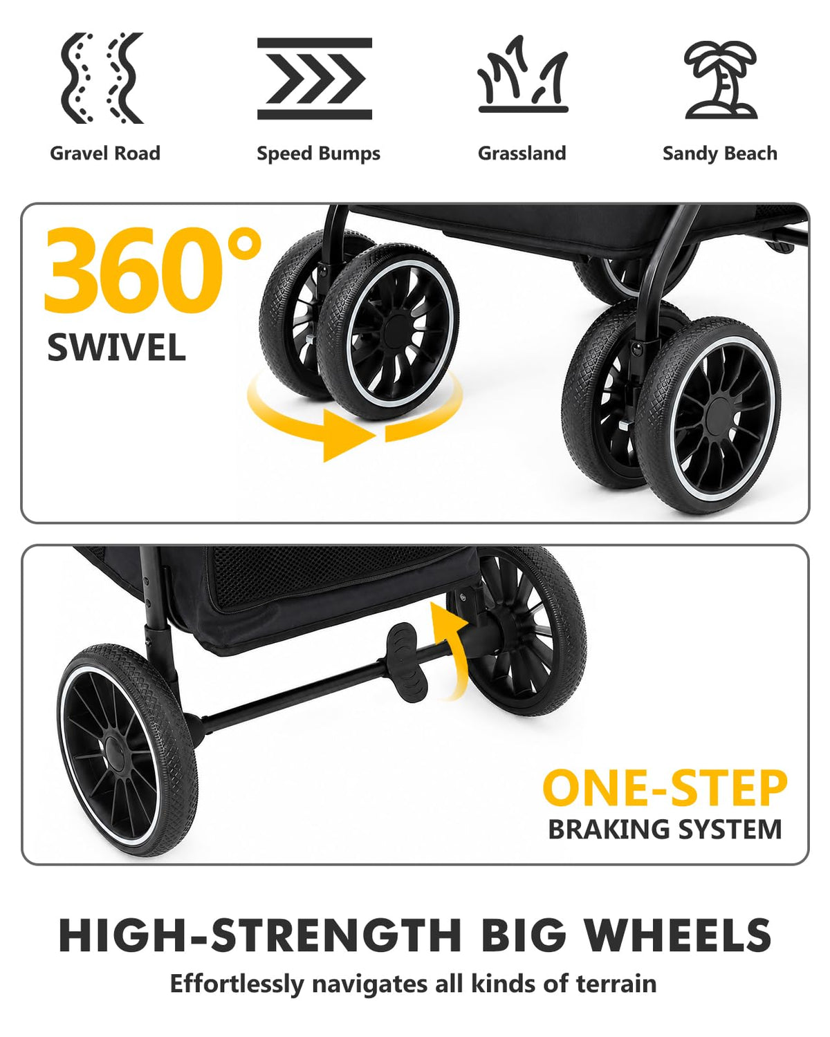 Black Foldable Dog Stroller Y42739