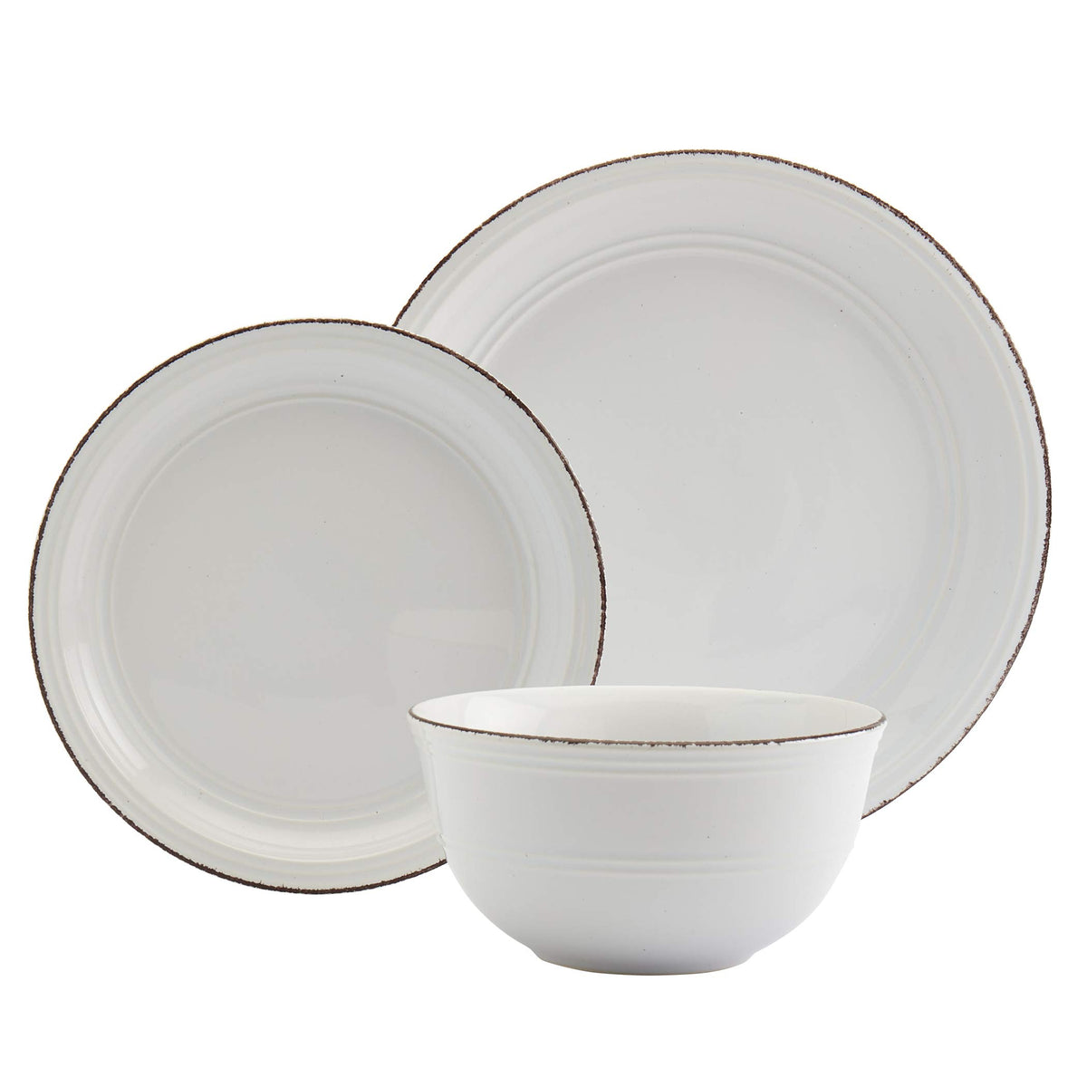 White 12 Piece Stoneware Dinnerware Set H3148