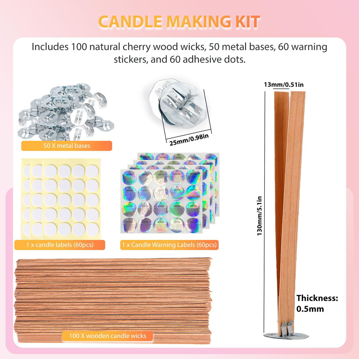 Cherry Wood Candle Wicks 100 PCS C850730