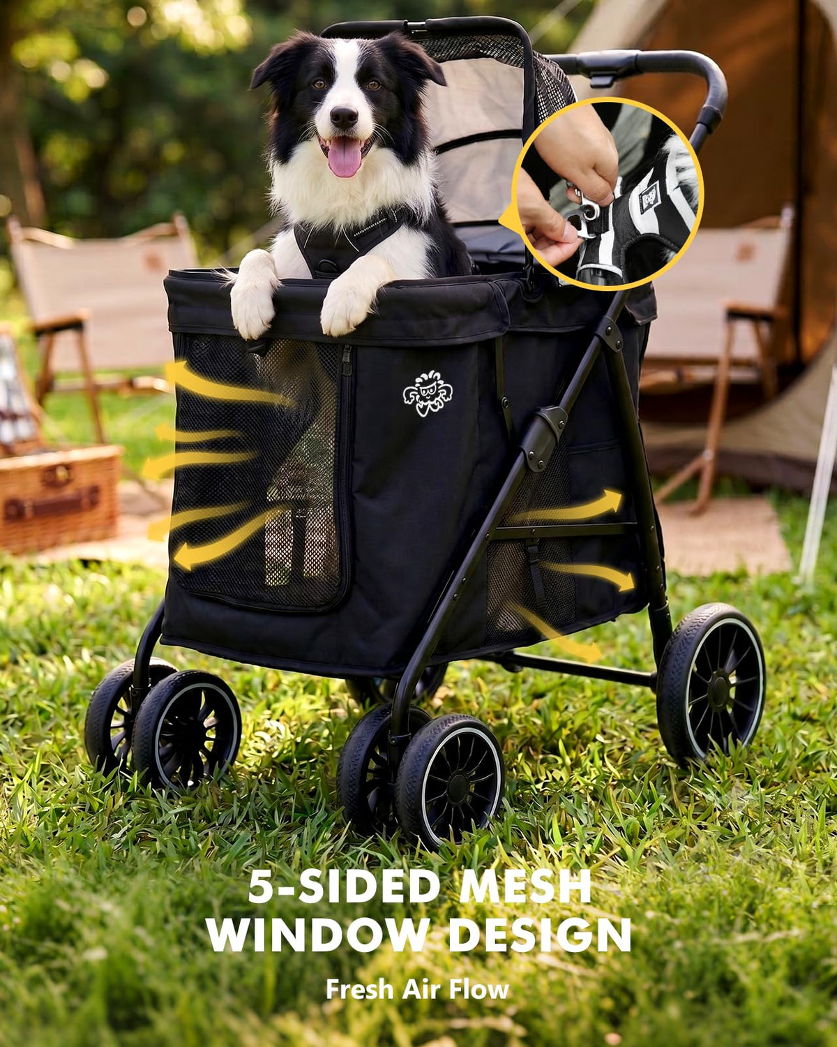 Black Foldable Dog Stroller Y42739
