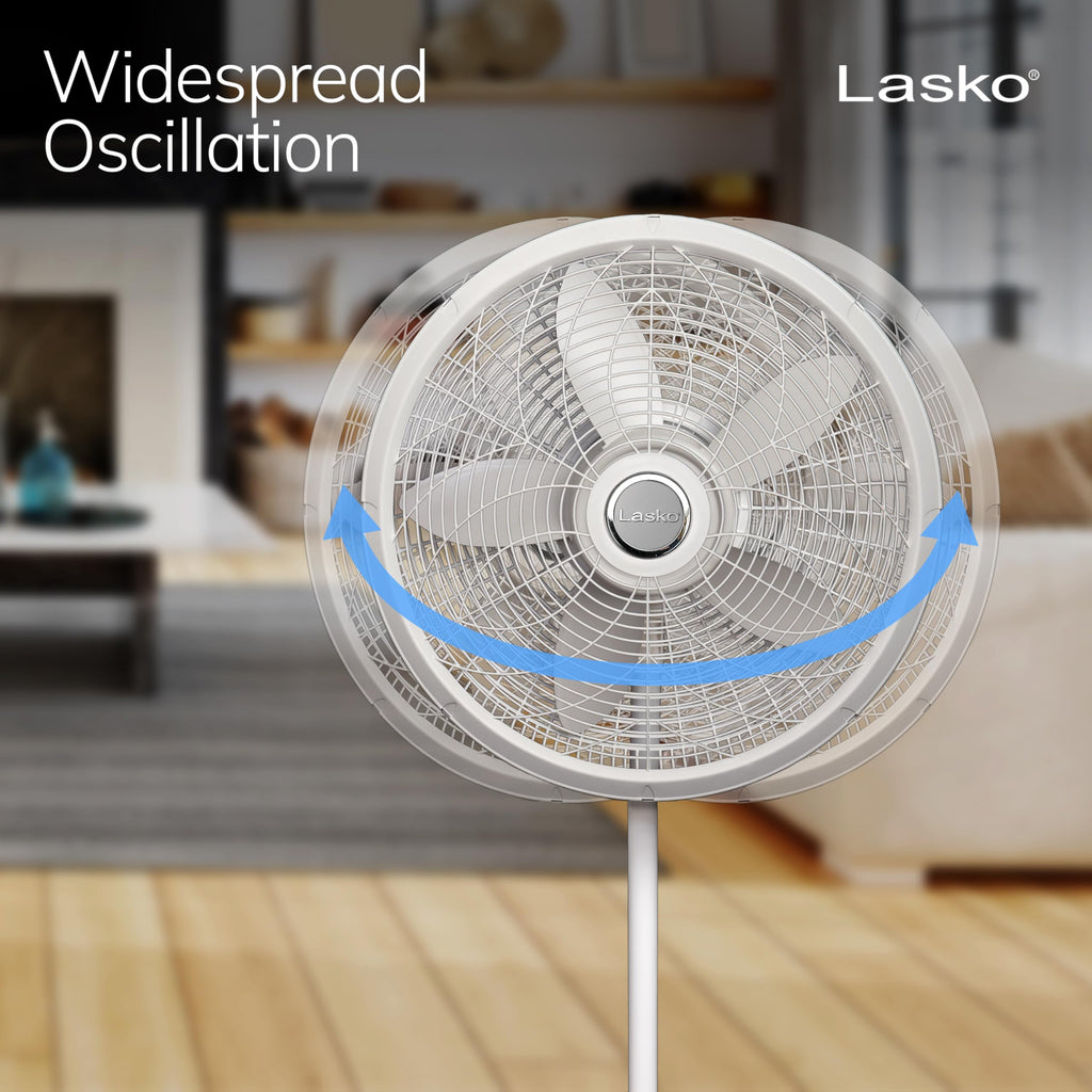 Oscillating Pedestal Fan with Adjustable Height and 3 Cooling Speeds, 18", White V80300
