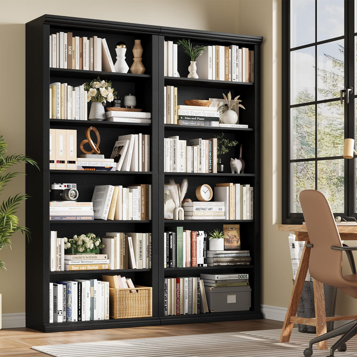Black Tall Bookshelf W89114
