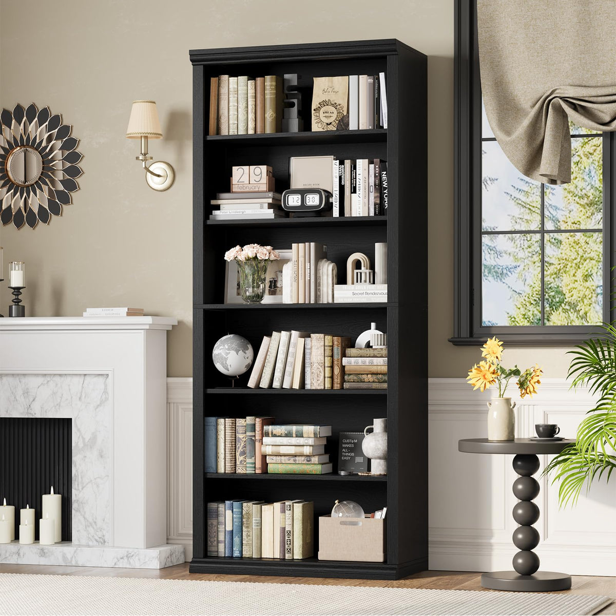 Black Tall Bookshelf W89114