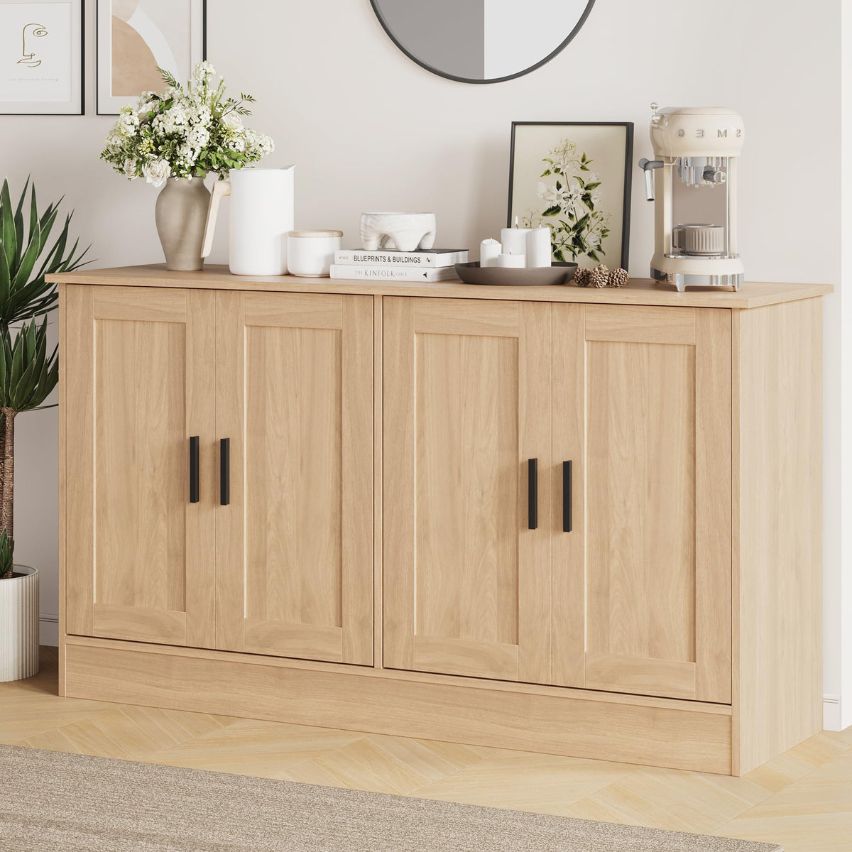 53" Oak Buffet Cabinet with Storage S7140